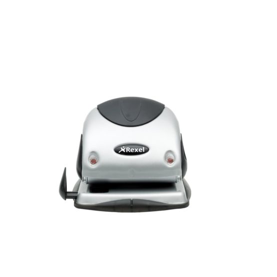 Rexel Precision 225 2 Hole Punch, 25 Sheet Capacity, Paper Alignment Indicator, Metal, Silver/Black, 2100743 - Image 2