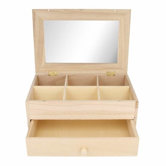 Artemio 6-Case Wooden Jewel Box with Mirror and Drawer, Beige