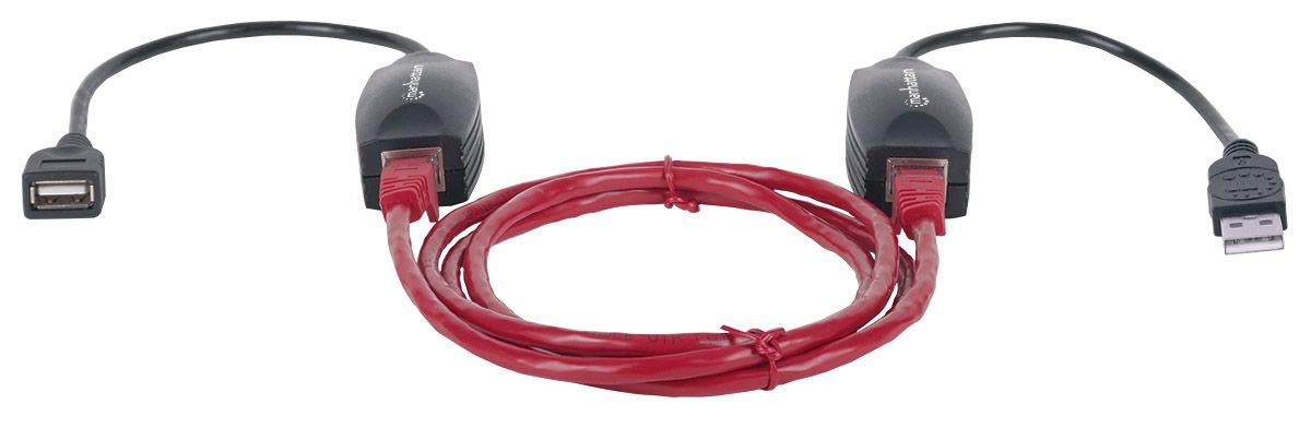 Manhattan USB-A Line Extender, for use with RJ45 network cable (not included), extends USB Device up to 60m, bus power