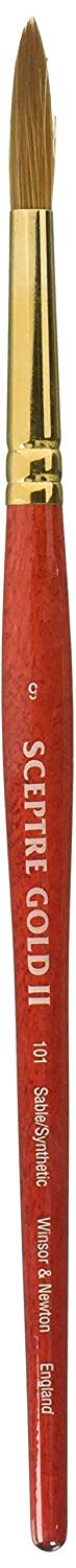 Winsor and Newton Sceptre Gold Watercolour Round Brush size 9, Transparent, Rundpinsel, kurzer Stiel - Nr. 9 - 5,6 mm