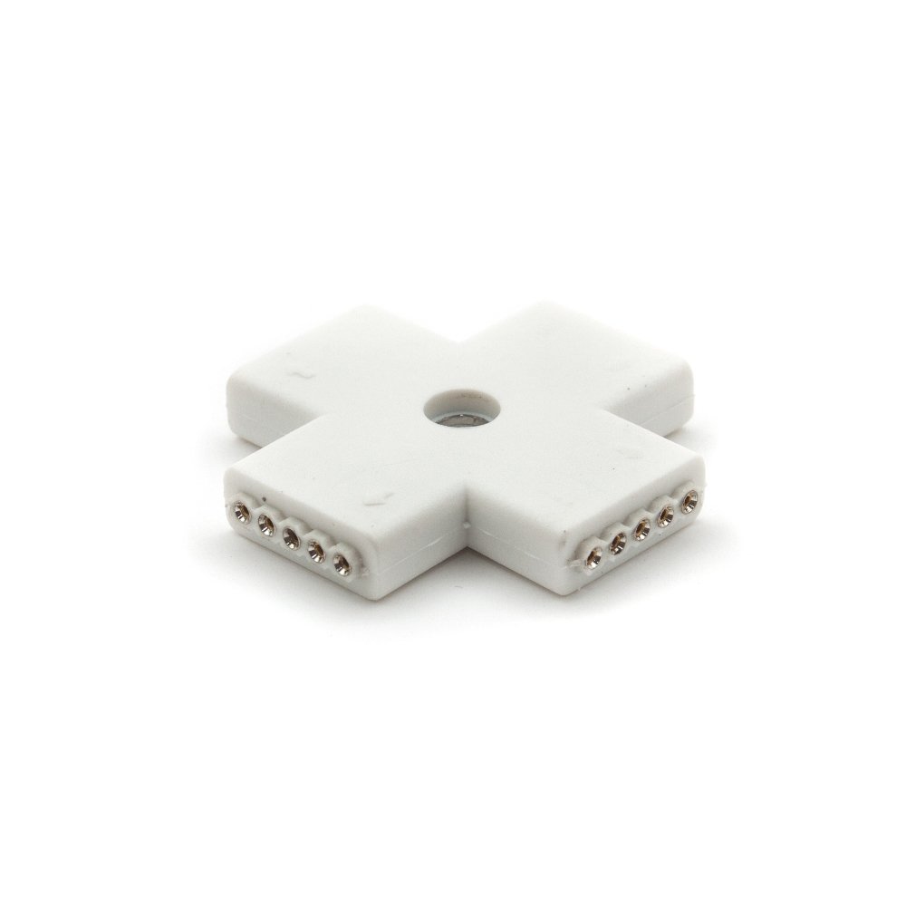 RGBW 5-Pin Cross Connector; LED Strip Connector SMD5050; Cross Connector RGB + White - RGB+W, + Connector