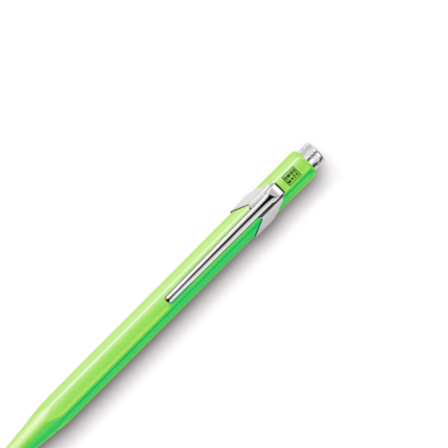 Caran Dache Ballpoint Pen, Fluorescent, green, with Goliath blue medium cartridge, Fluorescent Green - Image 2