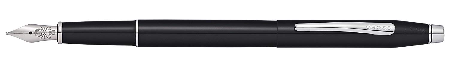 CROSS Classic Century Black Lacquer Fountain Pen with Chrome-Plated Appointments and Medium Nib incl. Premium Gift Box