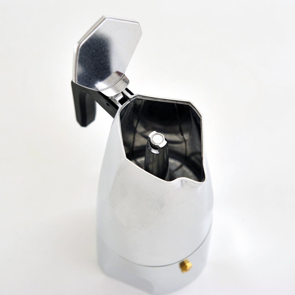 Alessi MT18/6 Ossidiana espresso coffee maker in aluminium casting. Handle and knob in black thermoplastic resin. 6 Cup - Image 3
