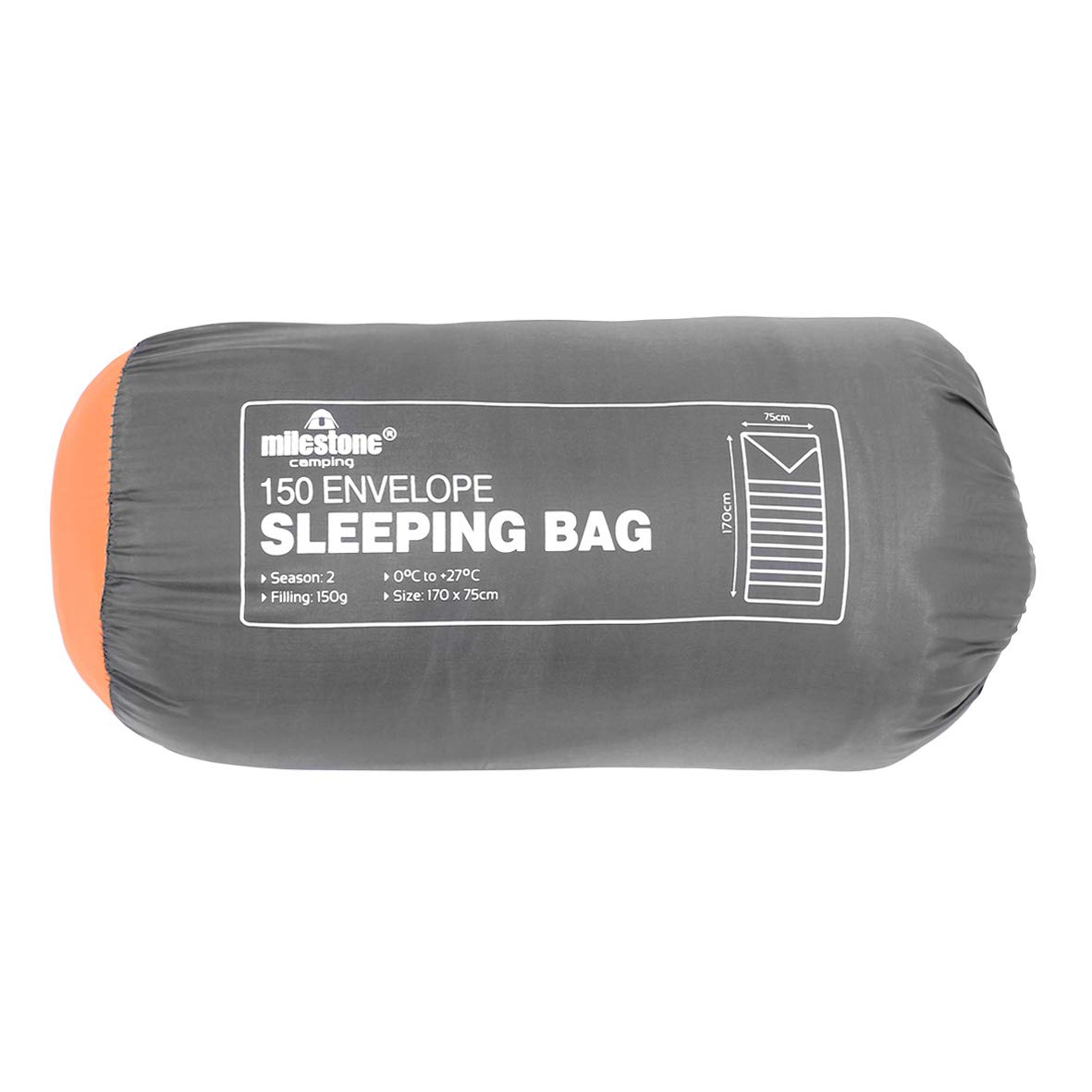 Milestone Camping Rectangular Sleeping Bag for Adults & Kids, Grey, 2 Season - Image 2