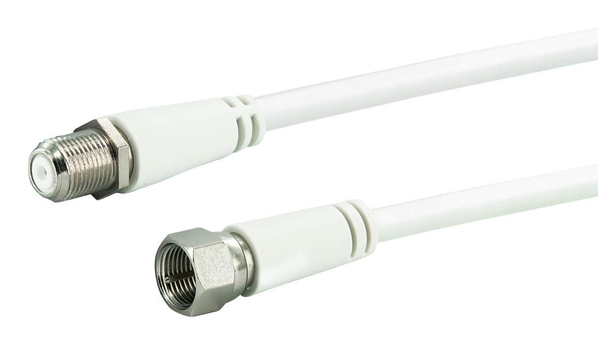 Schwaiger KVCVHQ15532 90 dB Satellite Extension Cable F Connector to F Adapter, 1.5 m, White