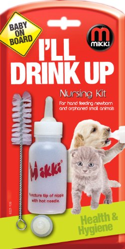 Mikki Dog, Puppy, Cat, Kitten Nursing Kit for Feeding Newborn/Orphaned Pets and Wild Animals, clear