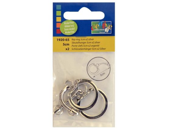 Vaessen Creative 5 cm Key Ring, Pack of 2, Silver