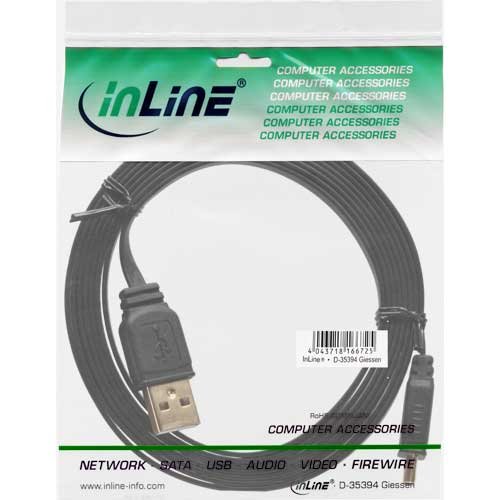 InLine 31850F USB A Male to Mini Male Mini-USB 2.0 Ribbon Cable 5 m 1 Stck, black, 1 Stück - Image 2