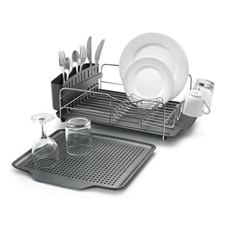 Polder 4-Piece Advantage Dish Rack System, Stainless Steel, Grey