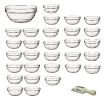 Viva Haushaltswaren Set of 30 Mini Glass Dishes – Cooking Ingredient, Spices, Dips Tapas/Diameter 7.5 cm's Bowl with mini wooden scoop