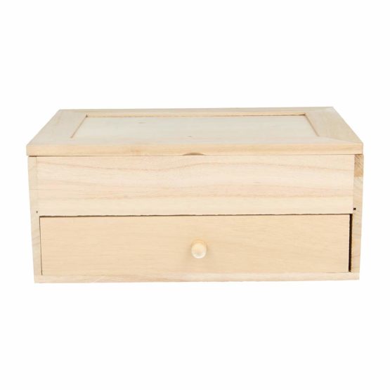 Artemio 6-Case Wooden Jewel Box with Mirror and Drawer, Beige - Image 2