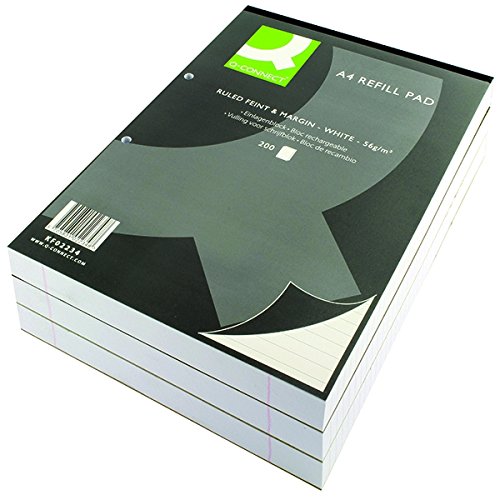 Q-Connect Feint Ruled Margin Headbound Refill Pad 200 Pages A4 (Pack of 5) KF02234, White