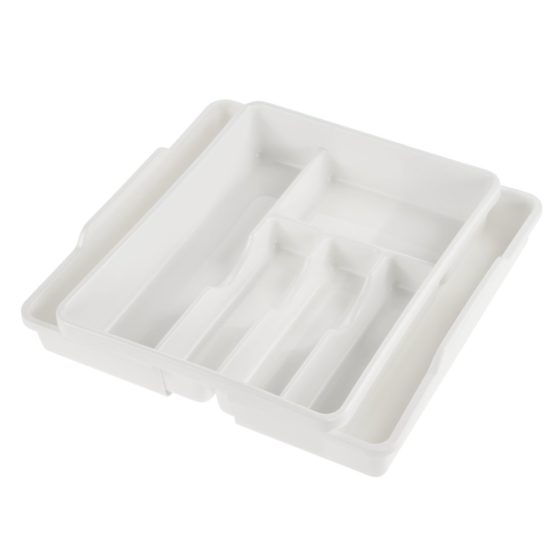 keeeper Expandable Cutlery Tray, 5 to 7 Compartments, Drawer Insert, 38 x 32 x 7.5 cm to 38 x 50.5 x 7.5 cm, Franka, White - Image 3