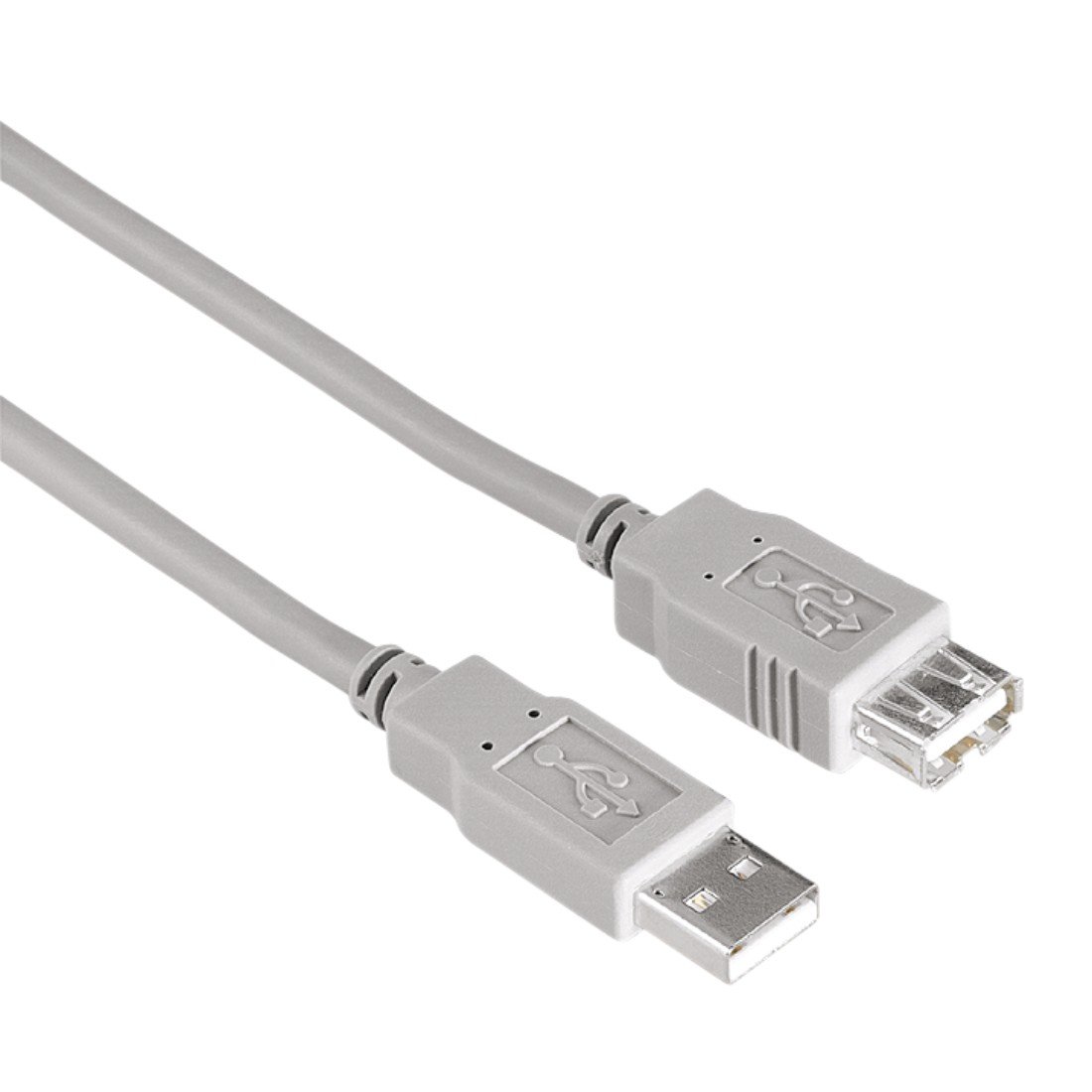Hama 227998 USB Extension Cable A-Male Plug to A-Female Jack Quality Shielded UL Style 1.8m Ref 30619, Grey, 1.8 Meters