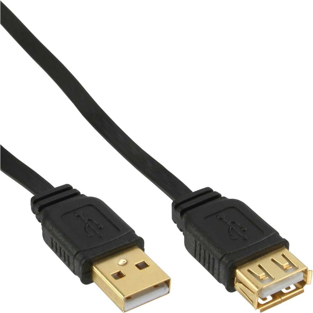 InLine 34605F A Cable Gold Contacts USB 2.0 Extension Ribbon Cable 5 m Black 1 Stck, 1 pièce