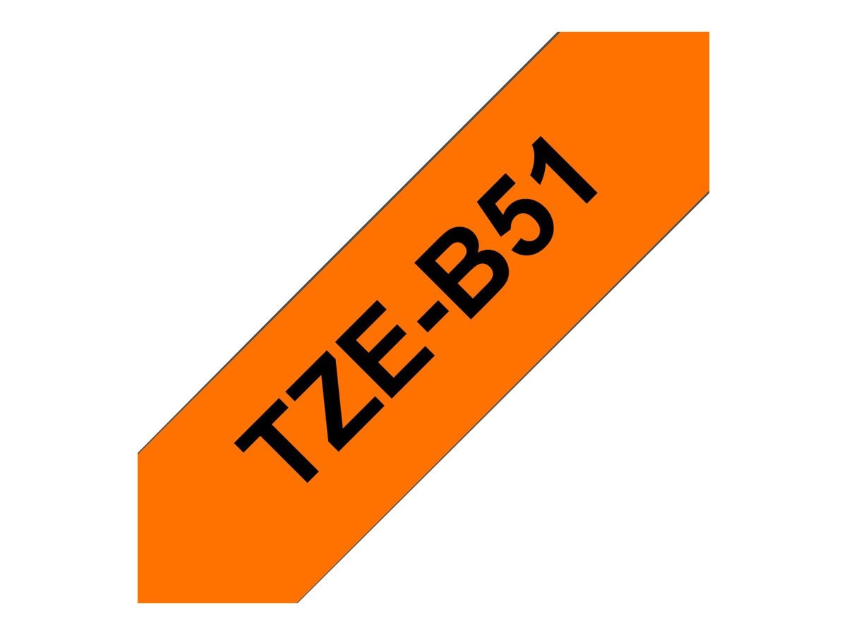 Brother TZe-B51 Labelling Tape Cassette, Black on Fluorescent Orange, 24 mm (W) x 5 m (L), Laminated, Brother Genuine Supplies - Image 2