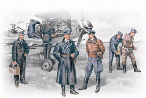 ICM ICM48082 1:48-Luftwaffe Pilots & Ground Personnel (1939-1945), White Pink, 0.32x0.32x1.39 cm