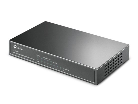 TP-Link TL-SF1008P 8-Port Fast Ethernet PoE Switch with 4 PoE + ports (66 watts, shielded RJ-45 ports, 250m transmission coverage in extend mode, plug-and-play installation, fanless) Black, v6.0