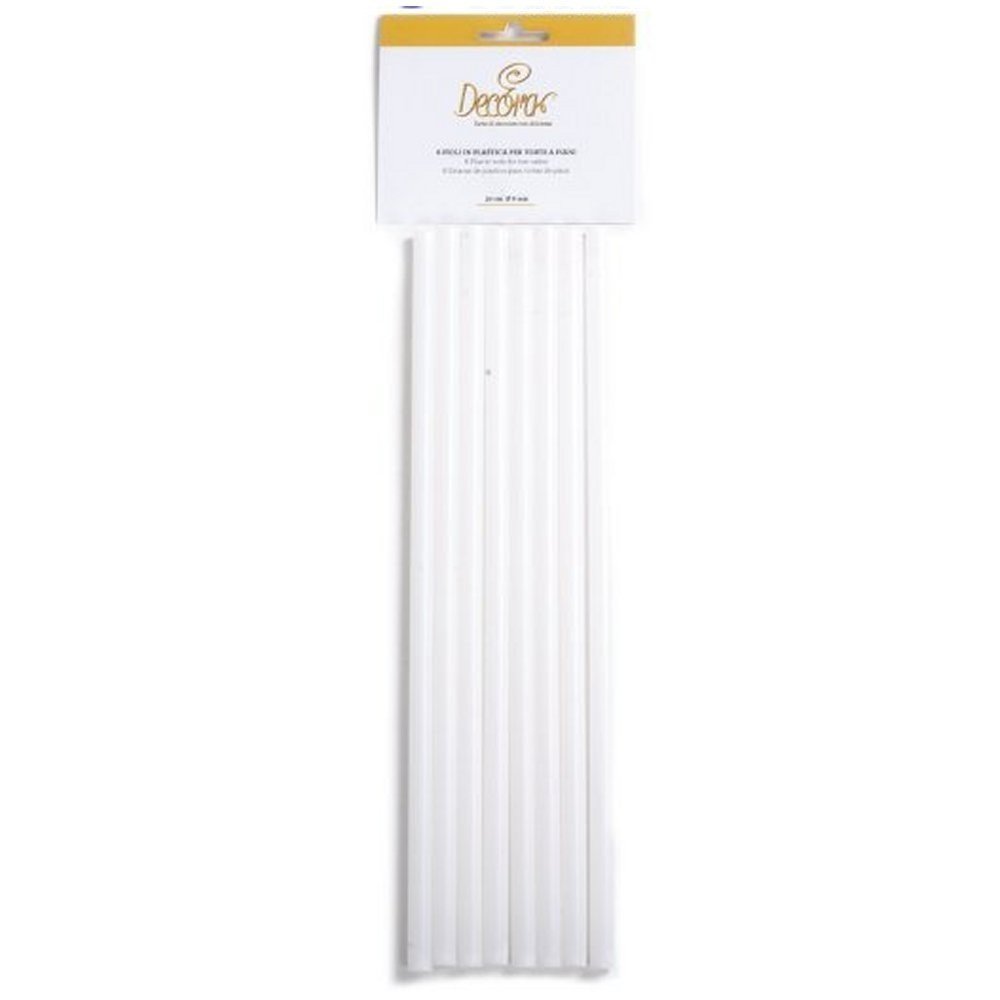 DECORA 9260156 8ER-Pack PIE SUPPORTS IN PP NEUTRAL diameter 8 MM X 30 cm, Plastic, Transparent, White, 8 pieces - diameter 0,8 X 30 CM