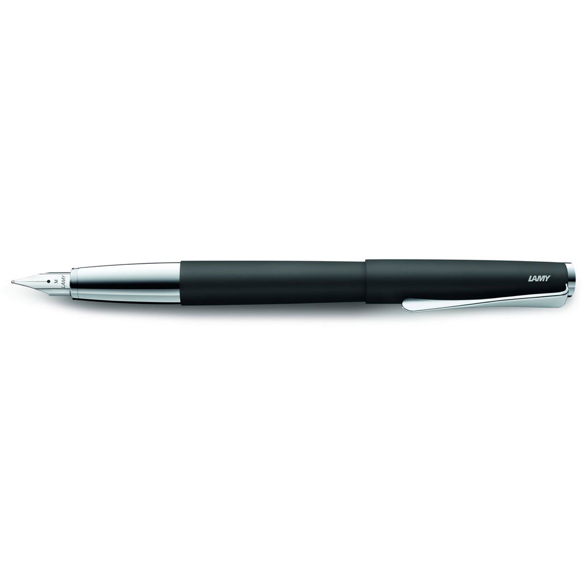Lamy studio black, Fountain Pen in elegant metal body, steel nib, partially platinum-plated & in nib size F