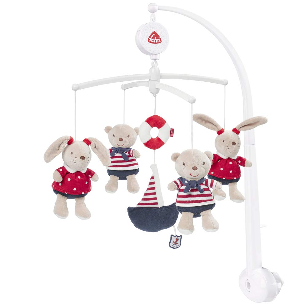 Fehn 078190 Ocean Club Musical Mobile, Music Box Mobile with Teddies, Melody "Der Mond Ist Aufgegangen" (the Moon Has Risen)