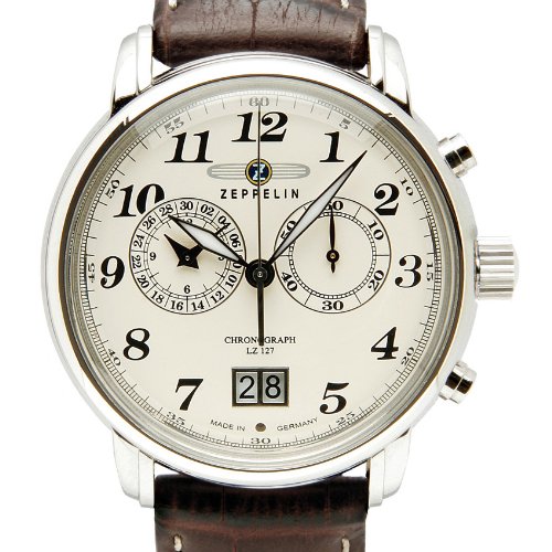 Zeppelin Count Mens Analogue Quartz Watch with Leather Bracelet 7684-5, Beige/Brown, standard size - Image 2