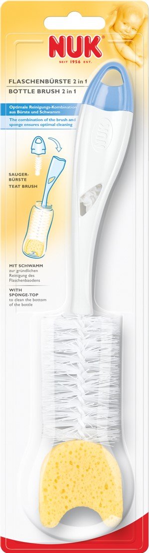 NUK Nuc 10256278 bottle brush 2 in 1 with sponge, color can not be selected, 1 Count (Pack of 1), White - Image 3