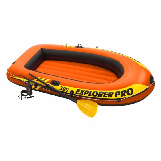 Intex Explorer Pro Inflatable Boat, Boat + Paddles + Pump, Three Person (244 x 117 x 36 cm)