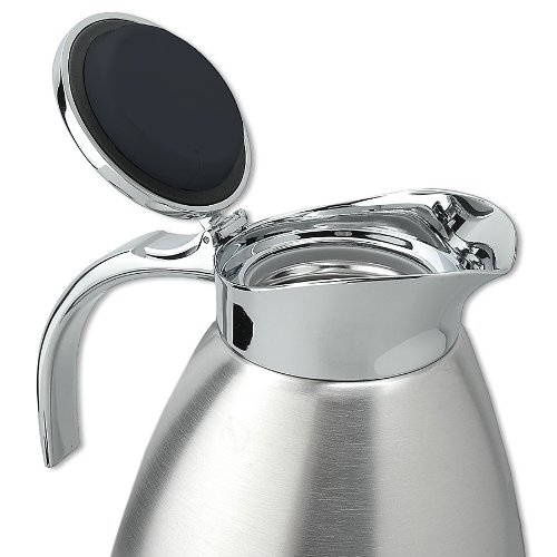 Isosteel VA-9344K 0.6 Litre 18/8 Stainless Steel Tableline Double-Walled Straight Shape Vacuum Pot with Flap Lid, Silver - Image 2