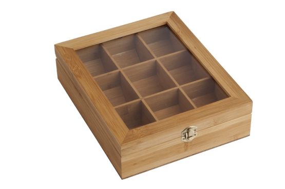 Bredemeijer Tea Box 9-compartments Bamboo whiteh Window, Brown, 279x220x71mm - Image 4