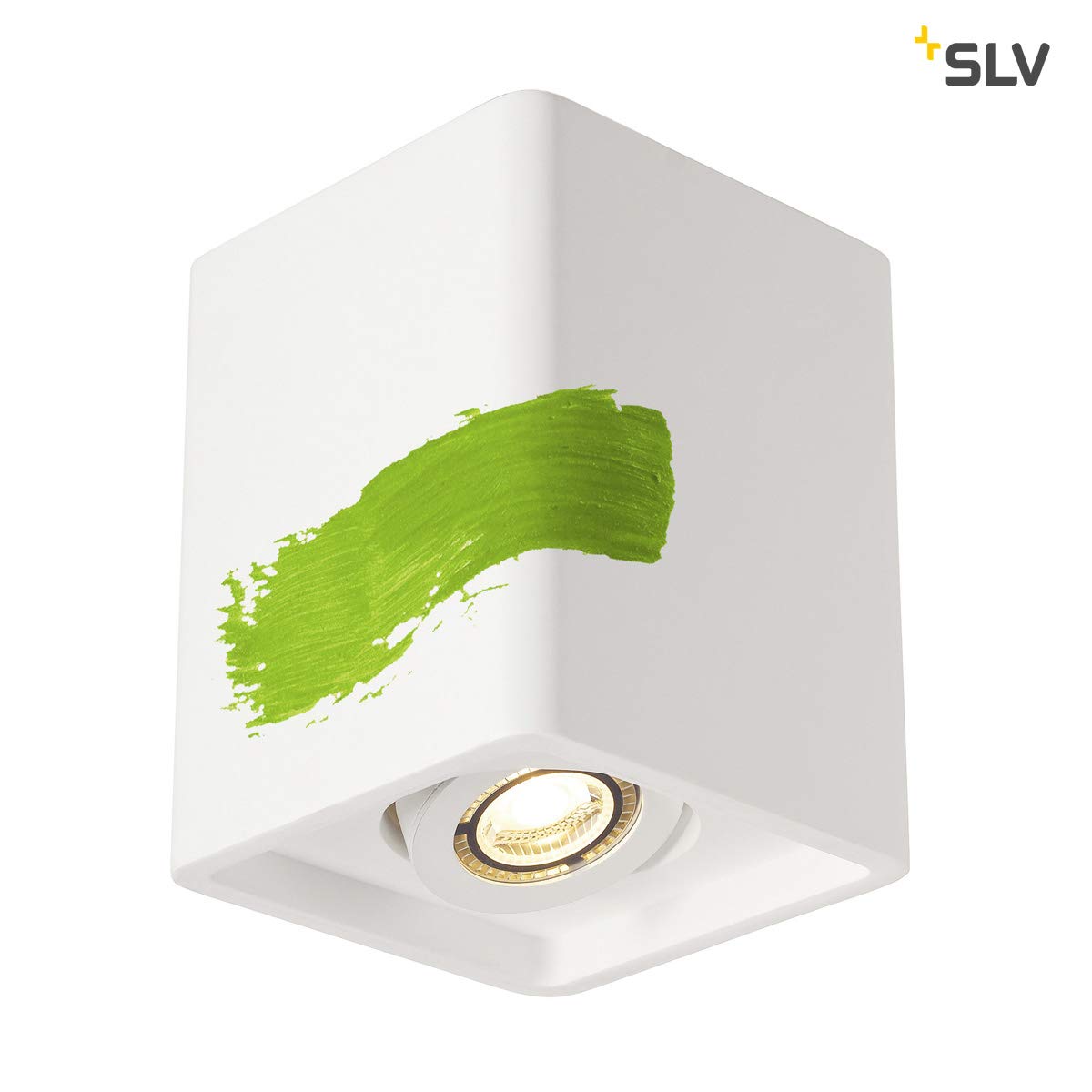 SLV PLASTRA Box 1 Ceiling Light, Angular, White Gypsum, 1xGU10. max. 35W, Steel - Image 2