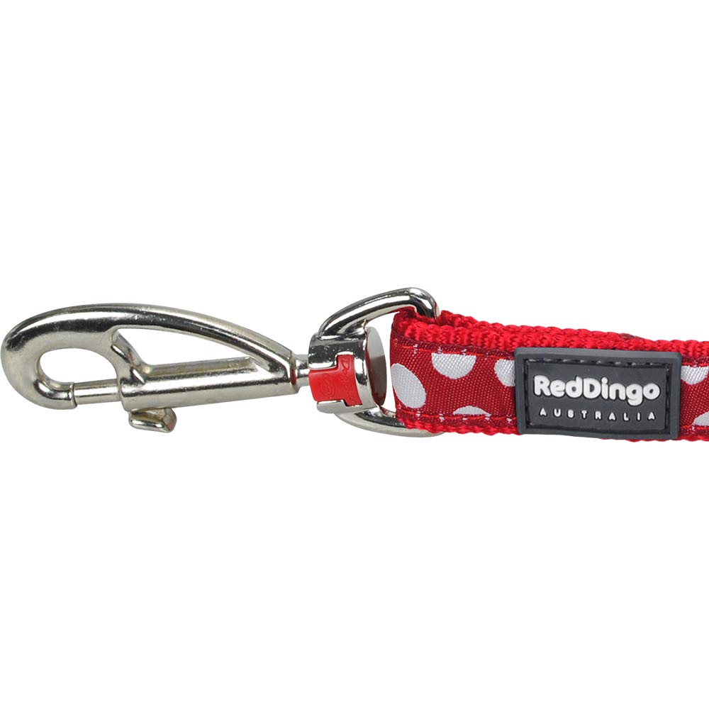 Red Dingo Designer Dog Lead, White Spots on Red (25mm x 1.2m) L - Image 2