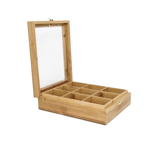Bredemeijer Tea Box 9-compartments Bamboo whiteh Window, Brown, 279x220x71mm - Image 3