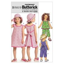 Butterick Patterns B5019 Size CDD 2-3-4-5 Childrens and Girls Top/Dress/Pants/Hat, Pack of 1, White