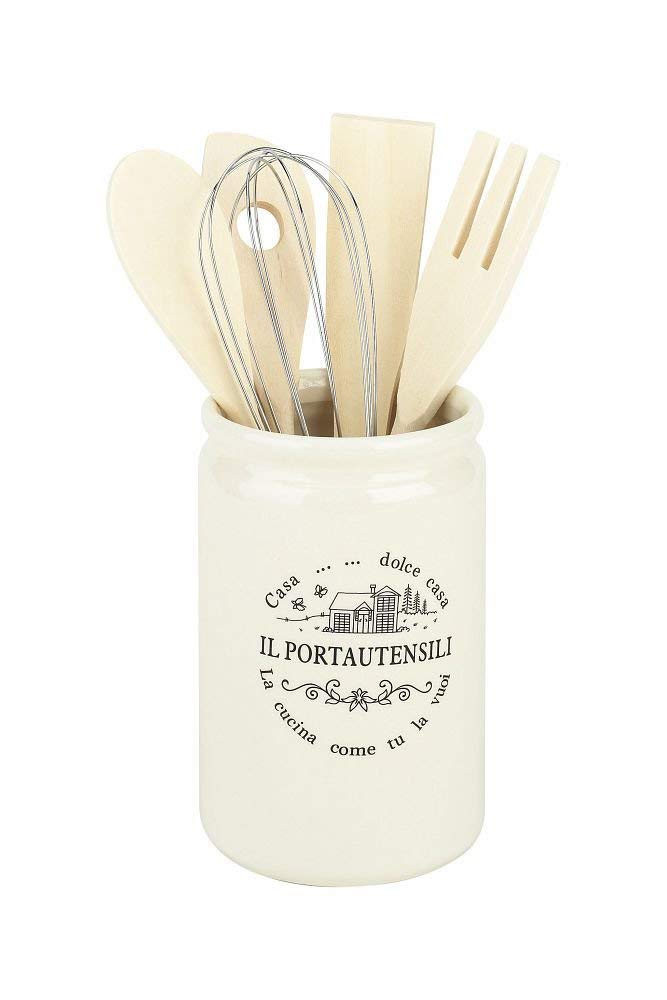 Tognana Sweet Campania Home Utensils Holder, White, 8000257308432, 10cm (L) x 25cm (H)