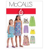 McCall's Patterns M5797 Size CHJ 7-8-10-12-14 Children's/ Girls' Tops, Dresses, Shorts and Pants, Pack of 1, White