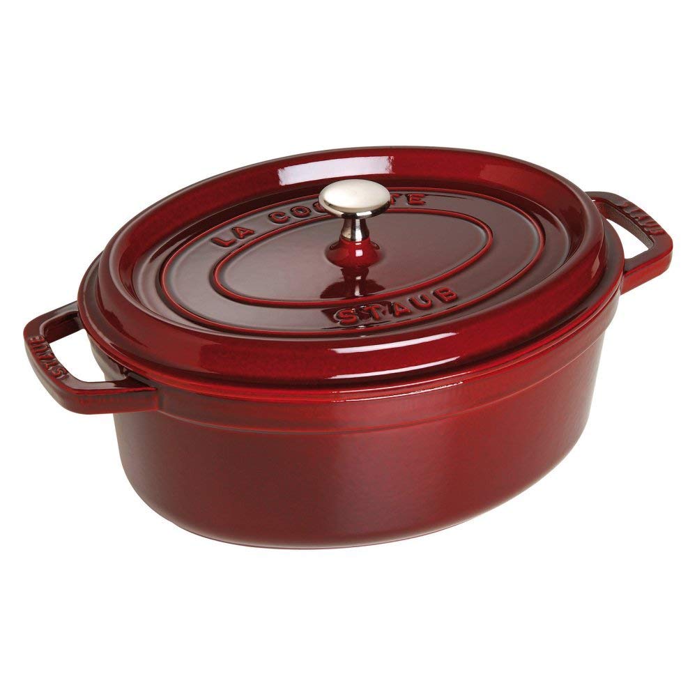 Staub Cast Iron Roaster/Cocotte, Oval 33 cm, 6.7 L, Grenadine, diameter 33 cm