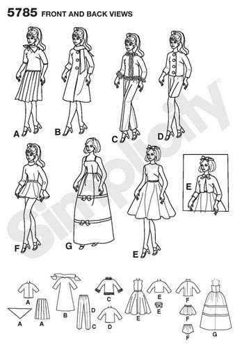 Simplicity 5785Doll Clothes, Paper, White, OS (ONE Size) - Image 4