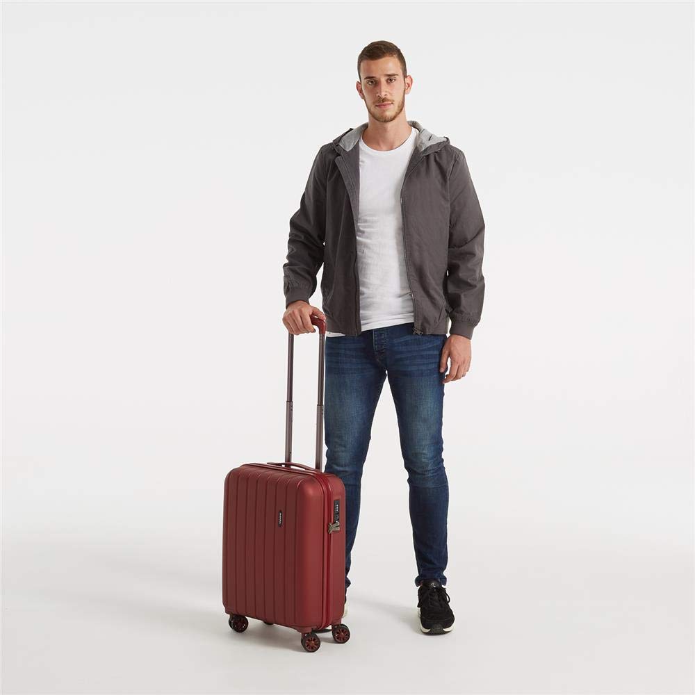 Movom Wood Red Cabin Suitcase 40 x 55 x 20 cm Rigid ABS TSA Lock 38 Litre 2.9 kg 4 Double Wheels Hand Luggage - Image 3