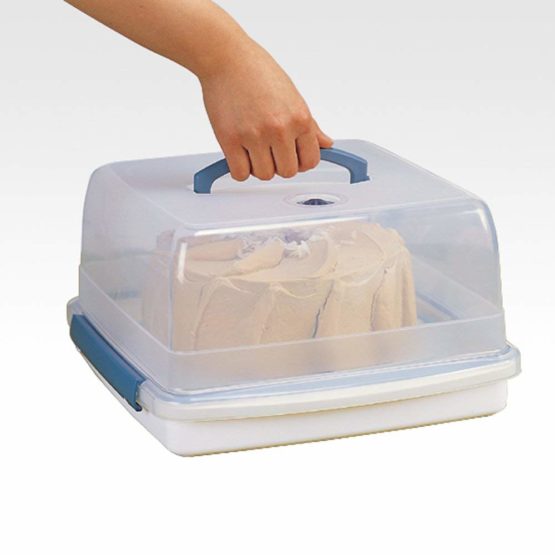 Lock & Lock Square Cake Box-Clear/Blue, 12.6 L - Image 4