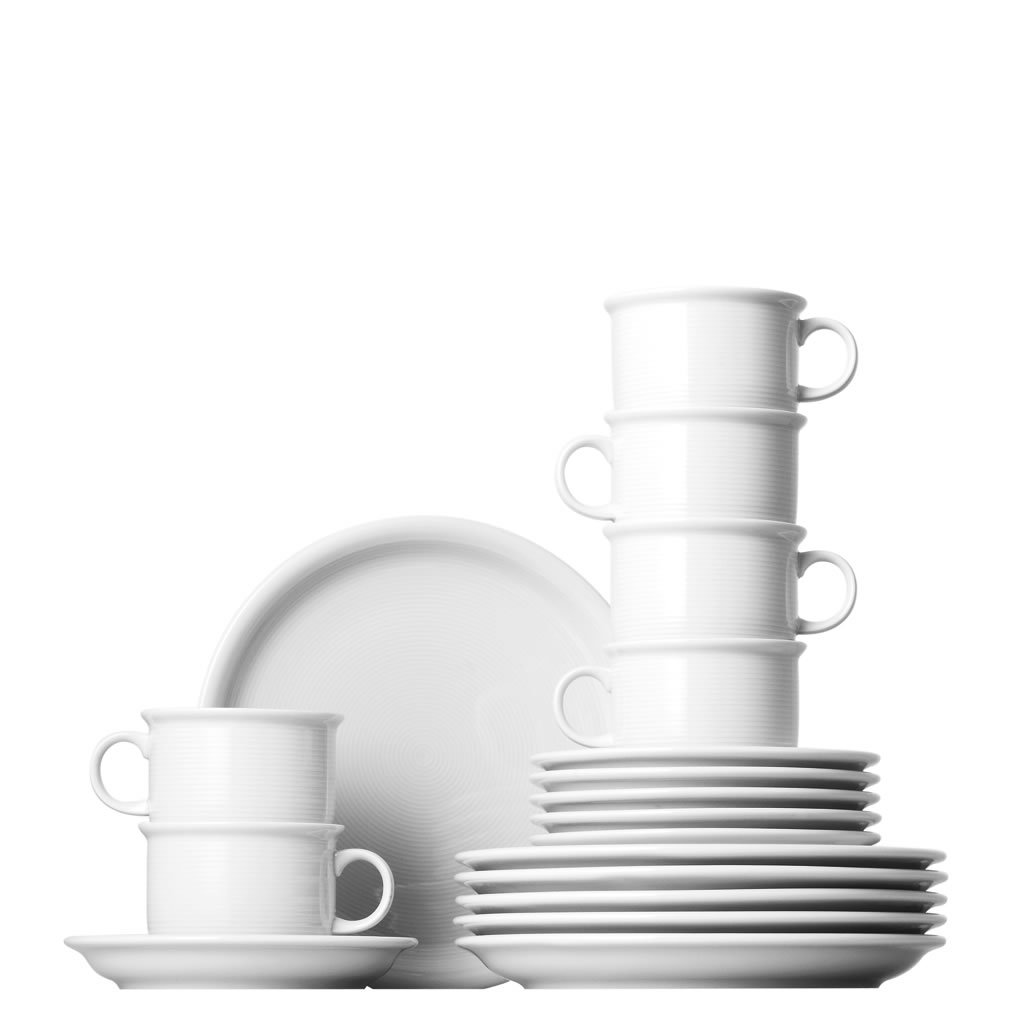 Thomas Trend Coffee Tableware Set, Crockery, Porcelain, White, Dishwasher Safe, 18-pcs., 18735, 18 Stück (1er Pack)