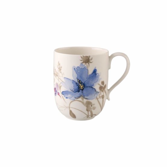 Villeroy & Boch Mariefleur Gris Basic Latte Macchiato Cup, 480 ml, Height: 11 cm, Premium Porcelain, White/Multicoloured, 0.48 Litre