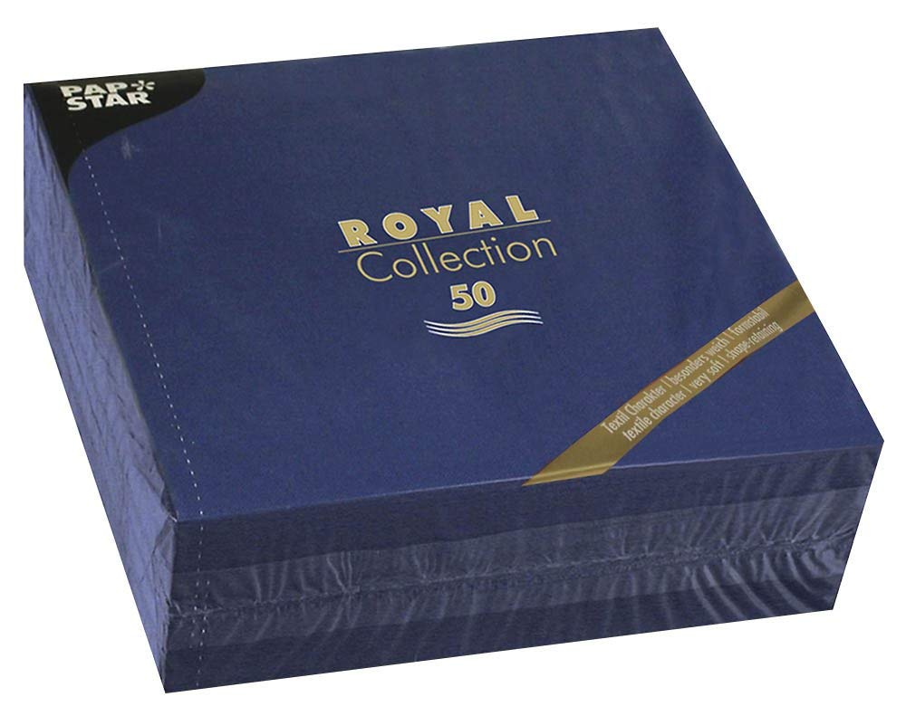 Papstar Royal Collection 11605 Serviettes with 1/4 Fold 40 x 40 cm Dark Blue Pack of 50, 40cm X 40 cm - Image 2