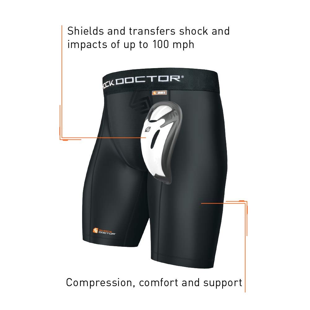 Shock Doctor Men's Core Compression Hockey Shorts with Bio Flex Cup, Black - Image 2