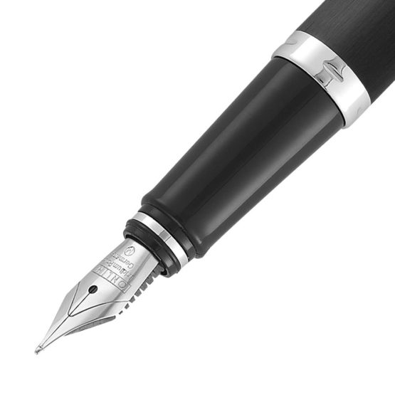 Fountain Pen Vision from Online | Pen with Clear Design | matt Brushed Aluminum | Iridium Nib M | Suitable for Standard Ink cartridges and converters | Gift Box - Classic Black,OL/38521-0 - Image 3