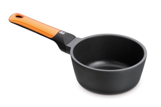 Braisogona Efficient Orange Saucepan with Long Handle, 16 cm, Orange, Cast Aluminium Cookers Including Induction.