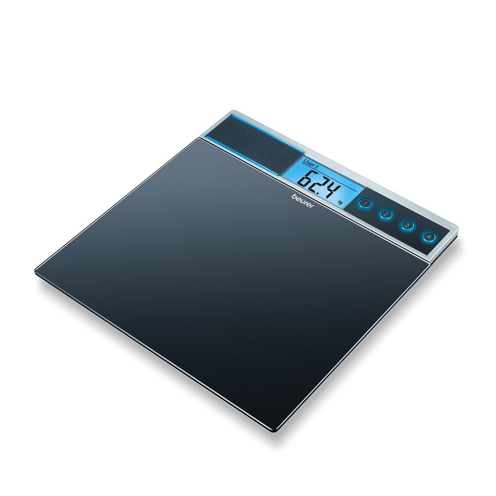 Beurer GS39 Talking Bathroom Scale, Black, 37 x 40.5 x 5 cm