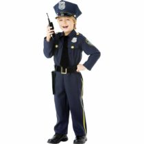 amscan 999664 Classic Blue Police Officer Costume with Hat - Age 4-6 Years - 1 PC, Navy Blue
