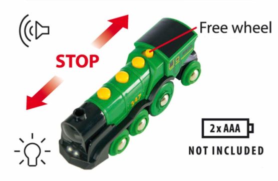 BRIO World Big Green Action Locomotive Battery Powered Wooden Train for Kids Age 3 Years and Up - Compatible with all BRIO Railway Sets & Accessories - Image 4